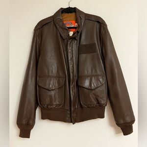Cooper Type A.2 Brown Genuine Goatskin Leather Jacket. Pit to pit=24.5”